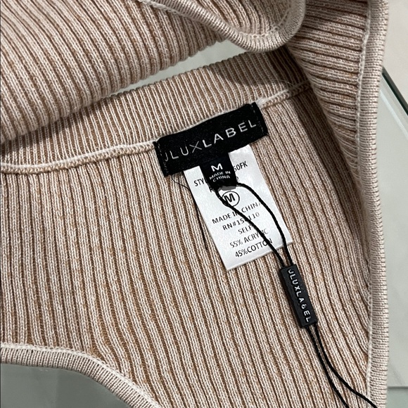 Beige Ribbed Dress and Bodysuit Set - Picture 3 of 4